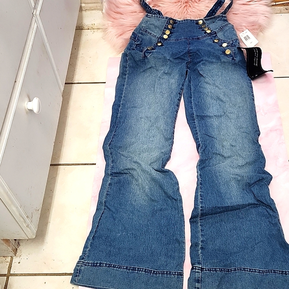 BRAND NEW VINTAGE Y2K RAMPAGE DENIM OVERALLS- 3